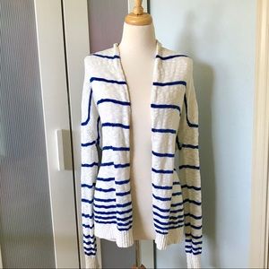 Forever 21 Blue Stripe Open Front Cardigan Sweater